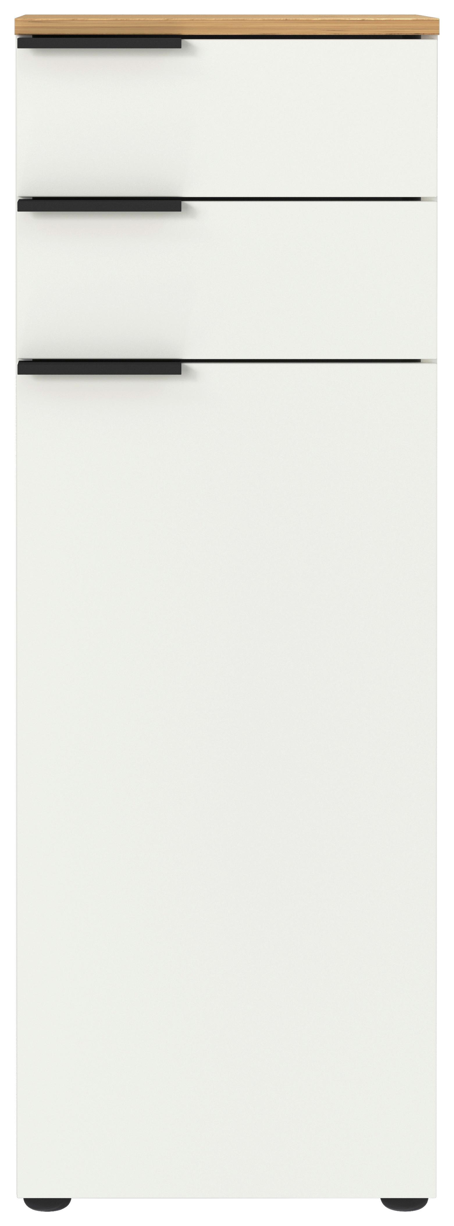 Midischrank Gw-Menen Weiß/Eichefarben - Eichefarben/Schwarz, MODERN, Holzwerkstoff (39/111/34cm) - Germania