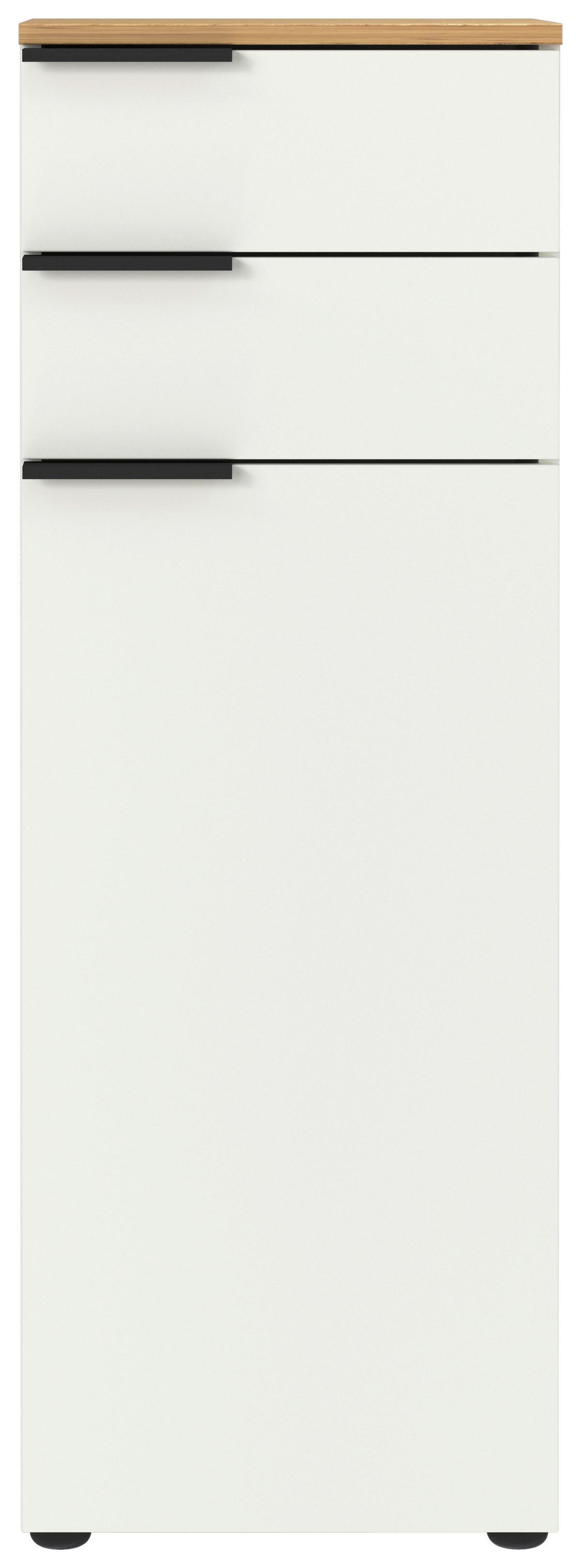 Midischrank Gw-Menen Weiß/Eichefarben - Eichefarben/Schwarz, MODERN, Holzwerkstoff (39/111/34cm) - Germania