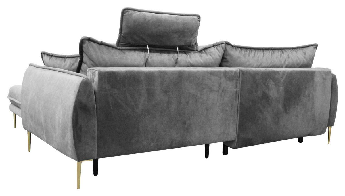 Ecksofa Whisper Grau S: 264x196 cm - Goldfarben/Grau, Design, Textil (264/196cm) - MID.YOU