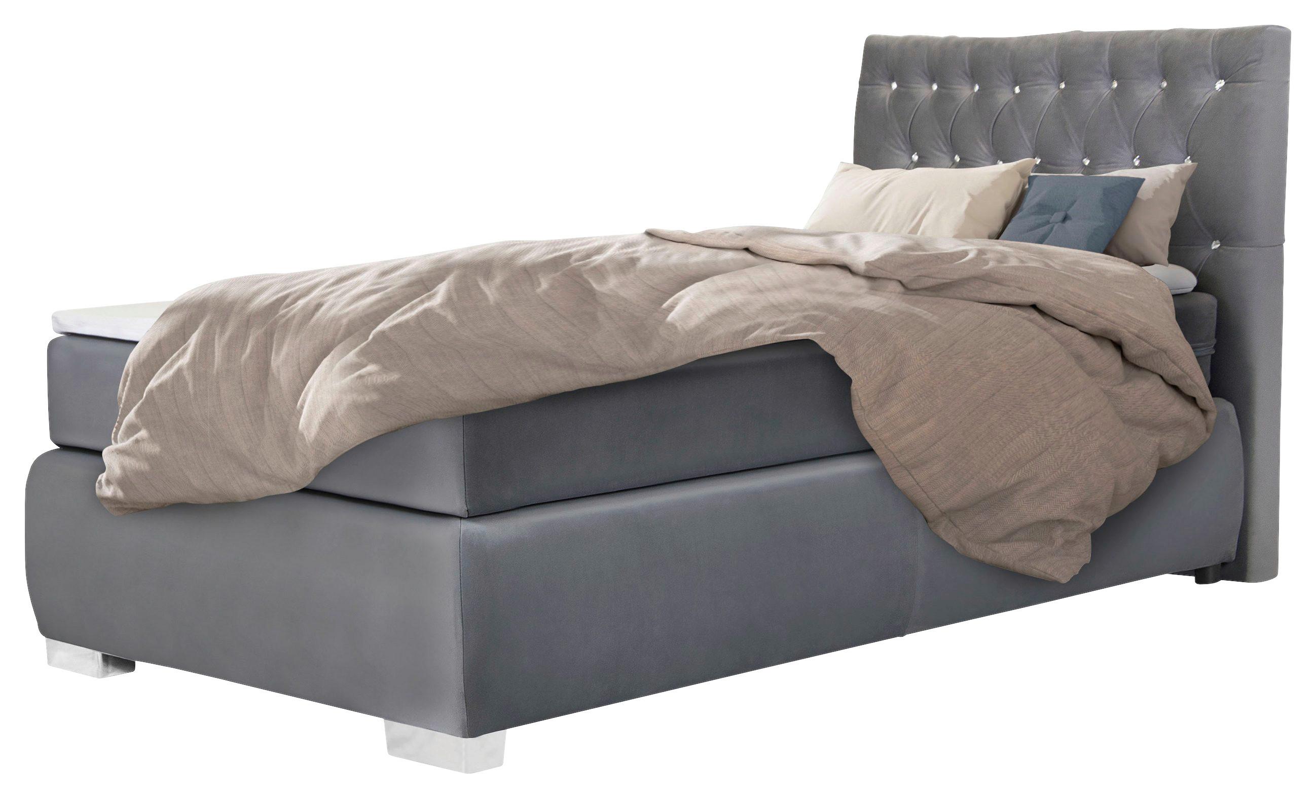 Boxspringbett Rumba inkl. Matratze 90x200 - Platinfarben, Basics, Textil (90/200cm) - Livetastic