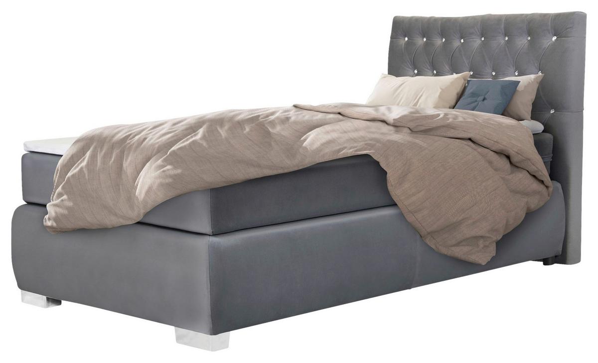 Boxspringbett Rumba inkl. Matratze 90x200 - Platinfarben, Basics, Textil (90/200cm) - Livetastic