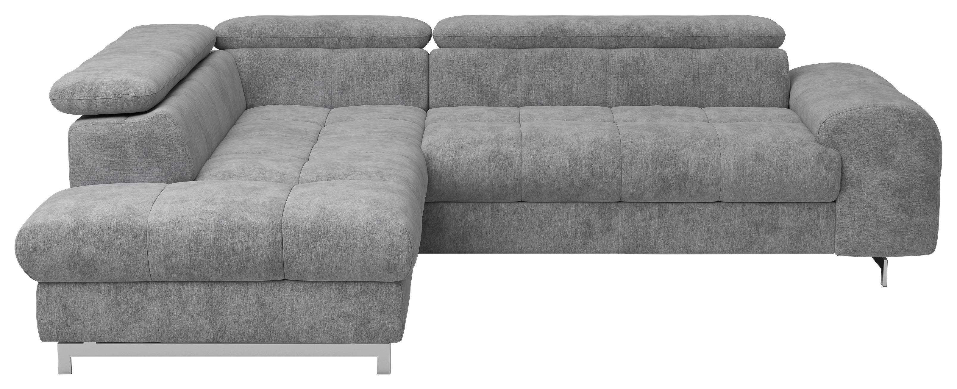 Ecksofa Mit Schlaffunktion Und Cloud +  Grau - Chromfarben/Hellgrau, KONVENTIONELL, Textil (206/257cm) - Livetastic