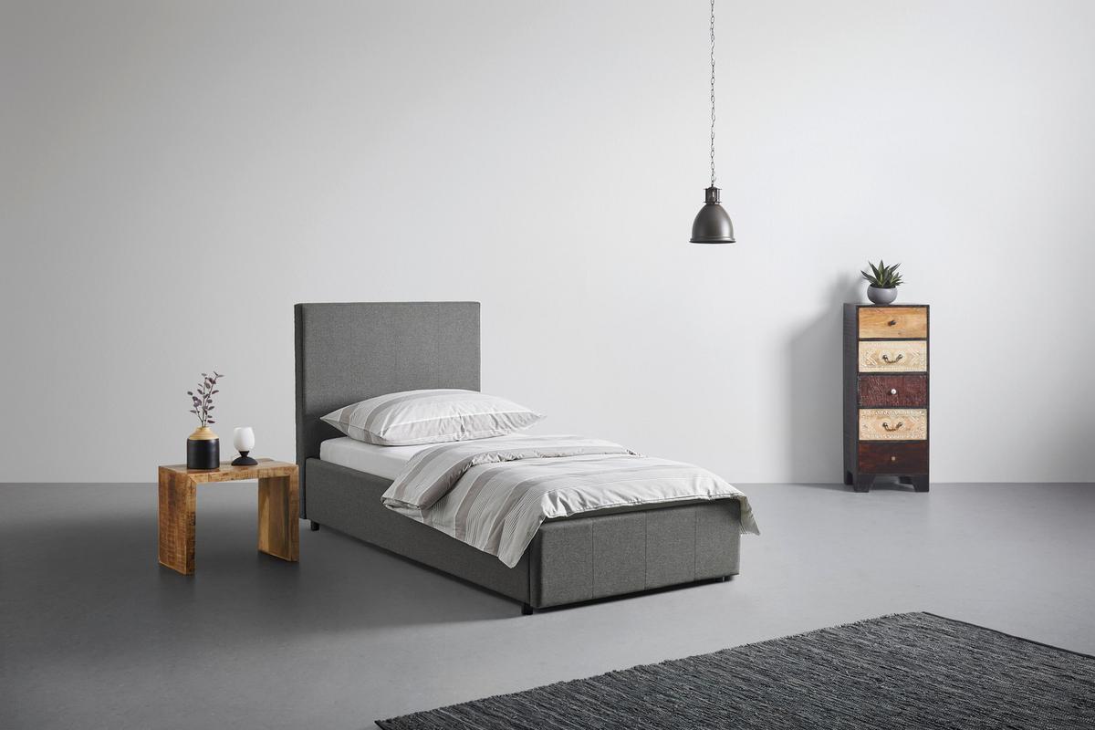 Čalouněná postel BILLY 90/200 cm, tmavě šedá - černá/tmavě šedá, Konvenční, dřevo/textil (90/200cm)