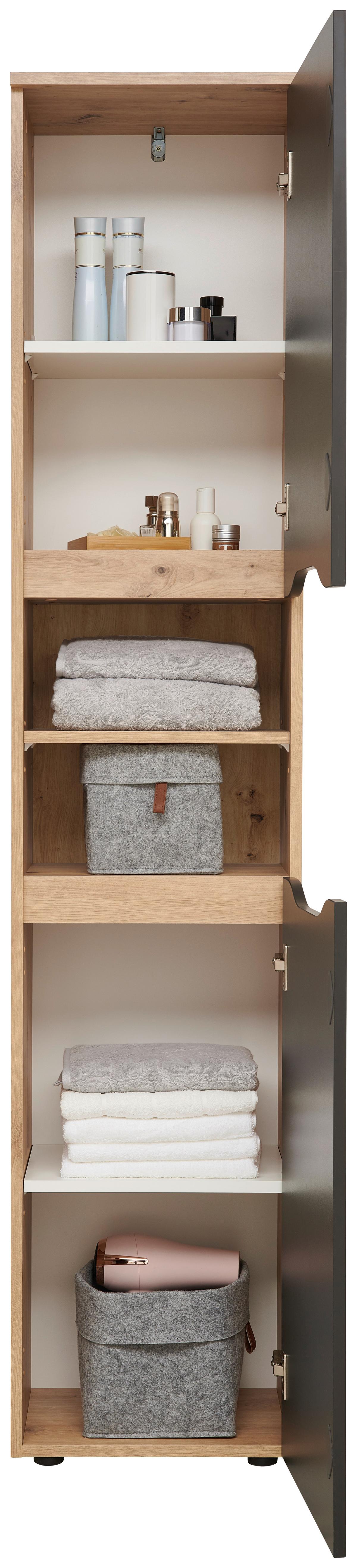 Hochschrank Mit Türdämpfung Giga B: 40 Cm, Eiche/anthrazit - Anthrazit/Schwarz, MODERN, Holzwerkstoff (40/190/32cm)