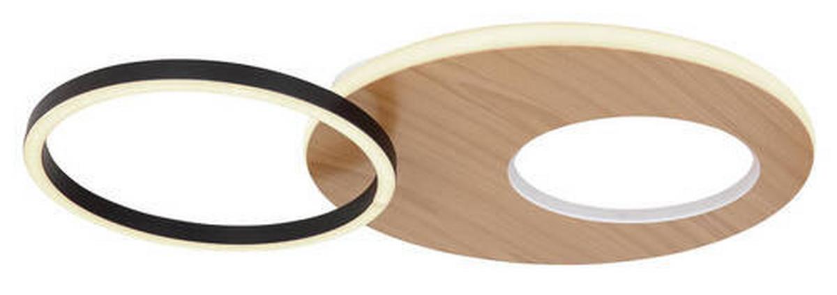 LED-Deckenleuchte 67285-21 - Dunkelbraun/Opal, Design, Holzwerkstoff/Kunststoff (61,2/40/10,5cm) - Globo