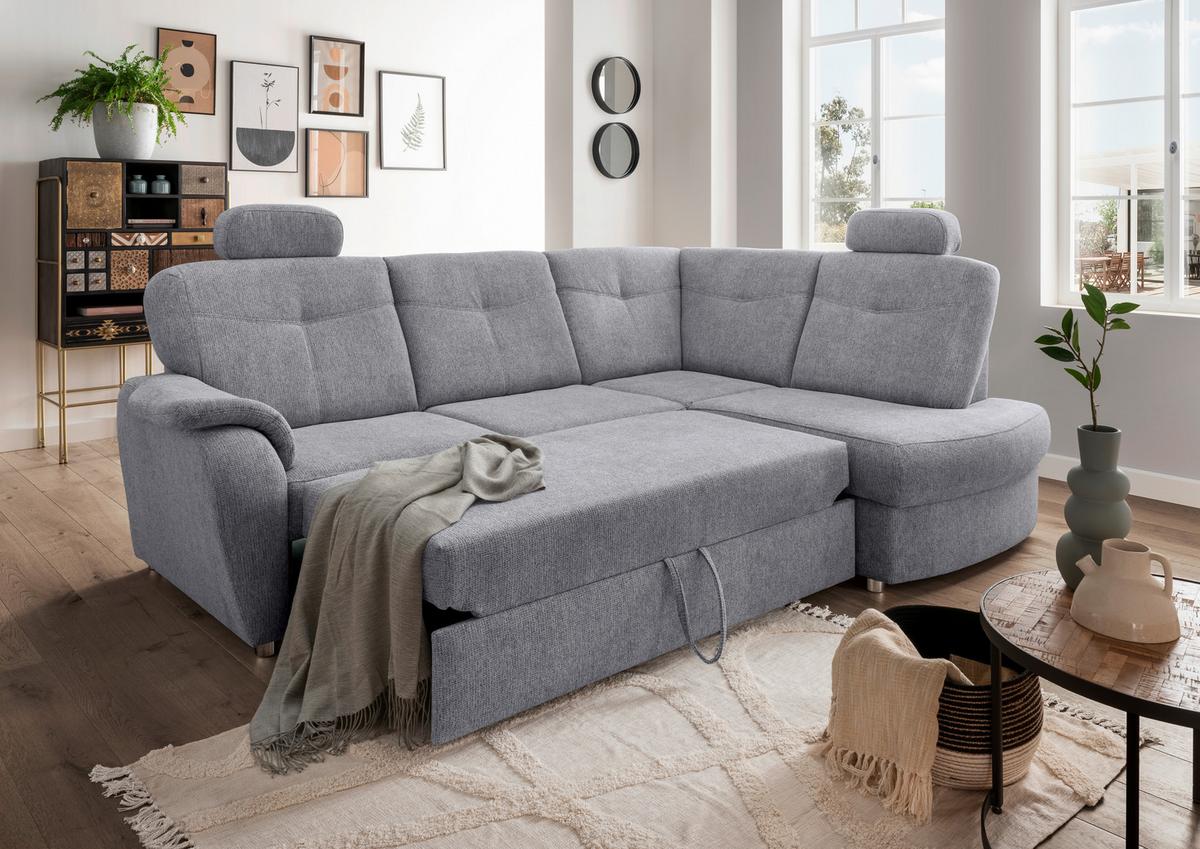 Eckschlafsofa Rosali Silberfarben S: 264x180 Cm - Chromfarben/Silberfarben, MODERN, Textil (264/180cm) - Livetastic