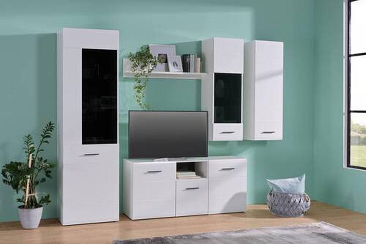 Vitrine Avanti Weiß, Anthrazit B: 60cm - Anthrazit/Weiß, MODERN, Glas/Holzwerkstoff (60/206/41cm) - Hom`in