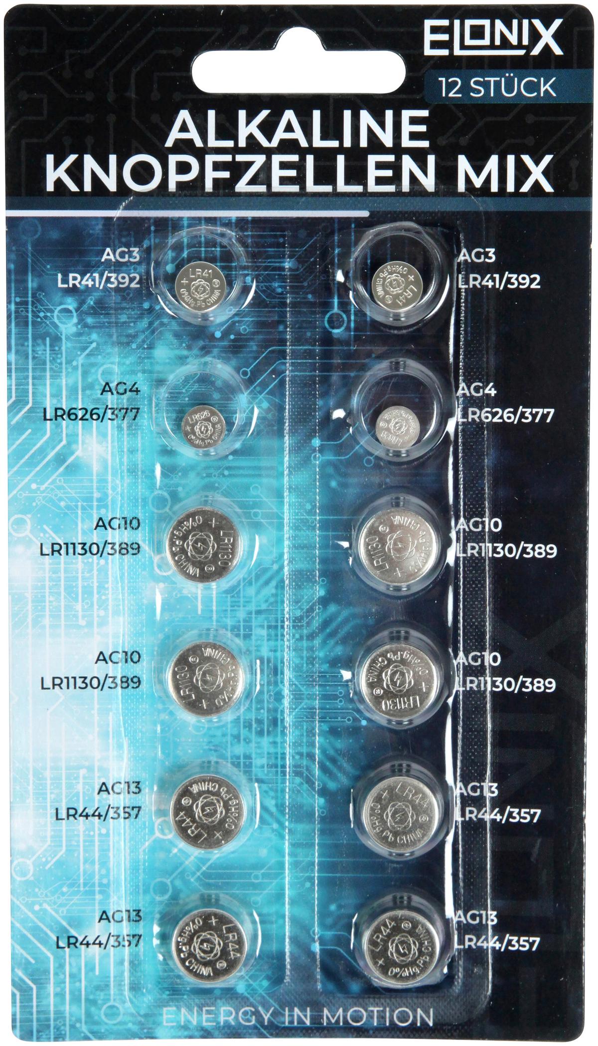 Batterie Knopfzellen Mix - Blau/Grau, Basics (8,9/15,9/1cm)