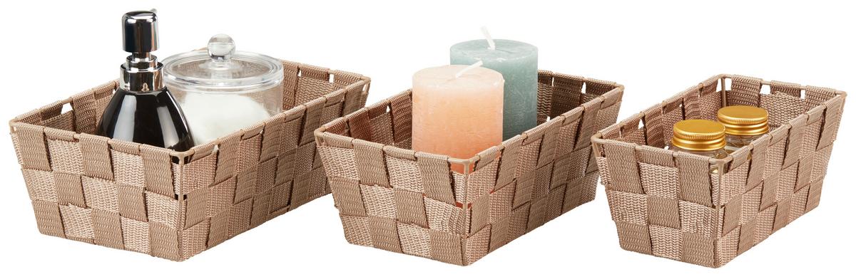 Tárolókosár Gesa 3 Részes - barna, Konventionell, műanyag/fém - Best Price