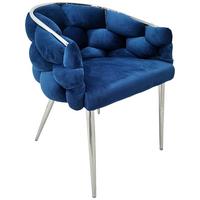 Armlehnstuhl-Set Grace 125 - Blau/Silberfarben, MODERN, Textil/Metall (65/79/61cm) - Kayoom
