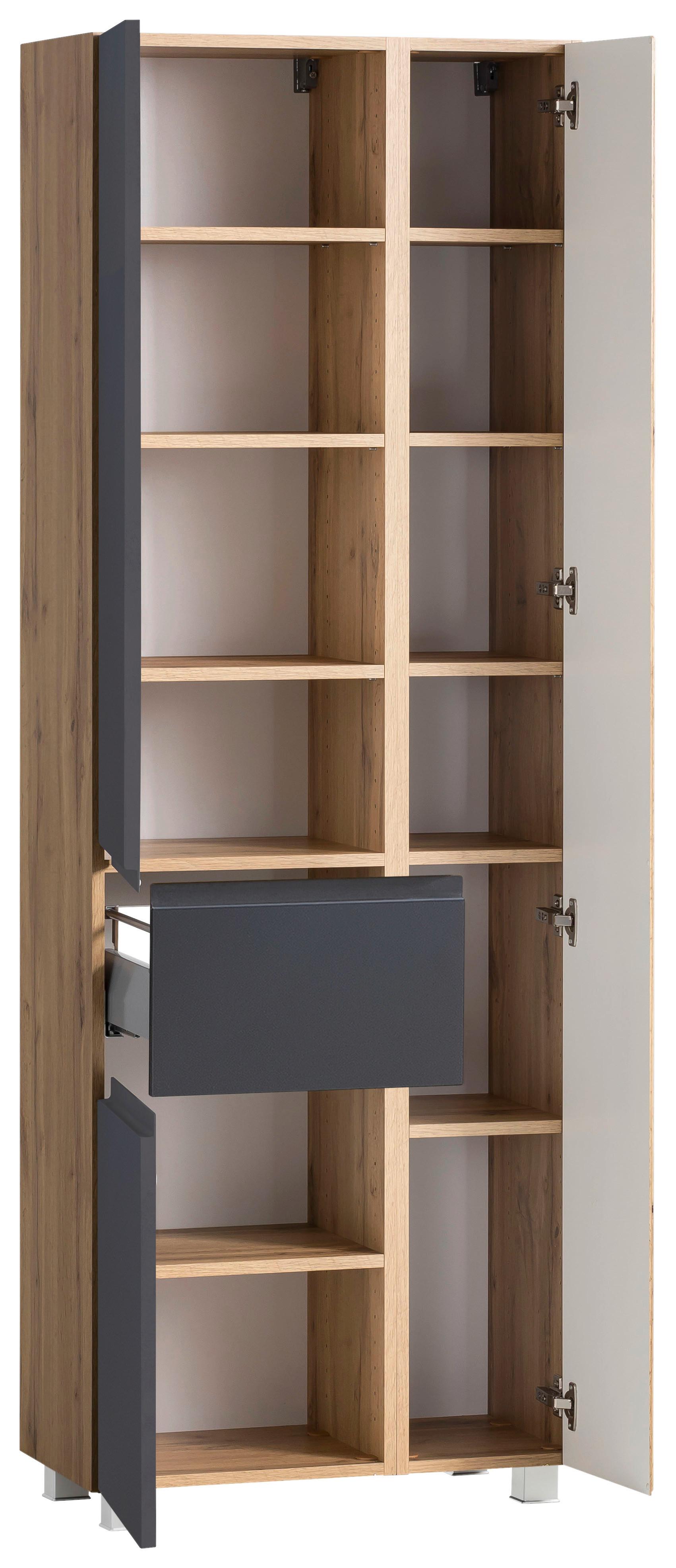 Hochschrank mit Drehtüren, Schublade und Einlegeböden