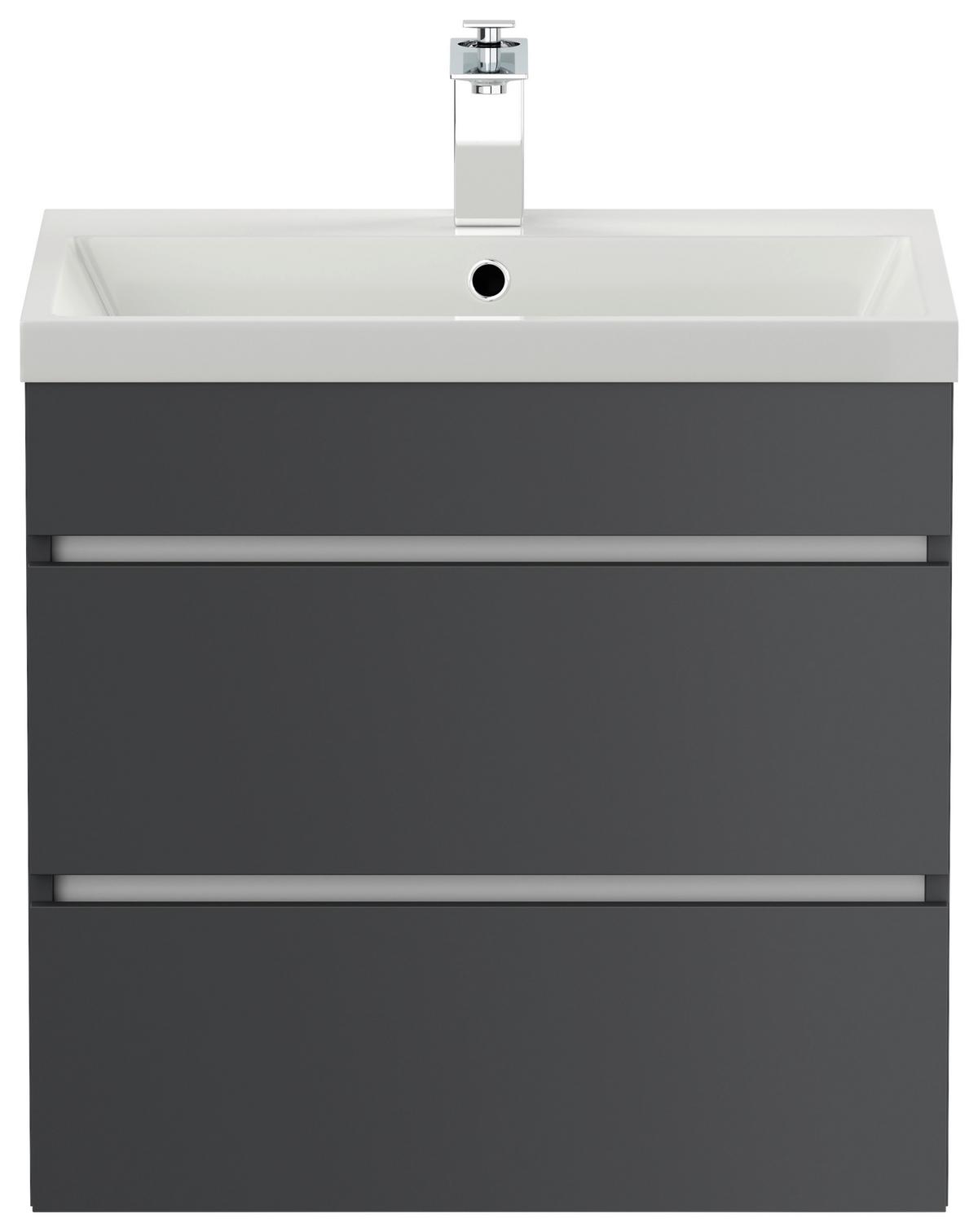 WASCHTISCHKOMBI Fellini,Graphitfarben B: 60 cm - Graphitfarben/Weiß, Basics, Keramik/Holzwerkstoff (60cm) - MID.YOU