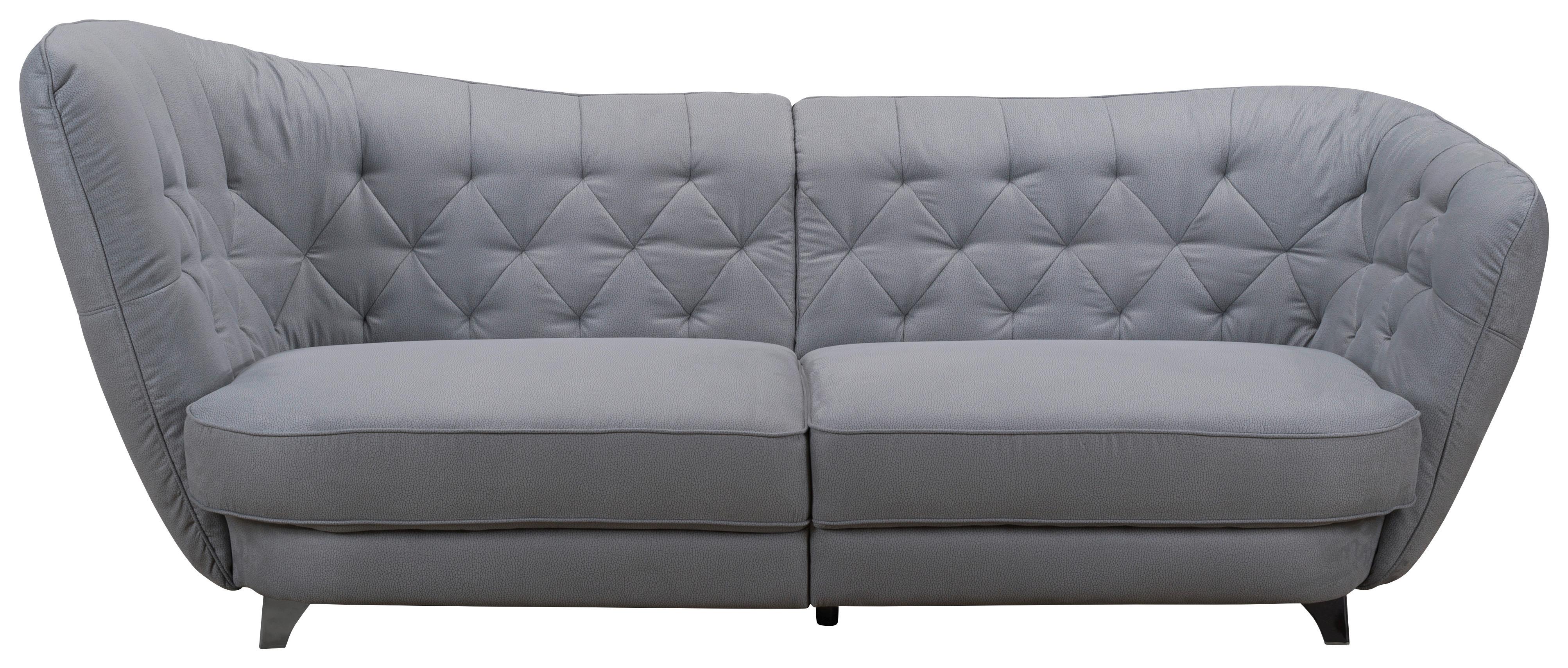 Big Sofa Mit Echtem Rücken Retro B: 256 Cm Grau - Chromfarben/Grau, MODERN, Textil (256/85/115cm) - MID.YOU