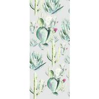 Vliestapete Cactus Grey Panel - Grau/Grün, Basics (100/250cm) - Komar