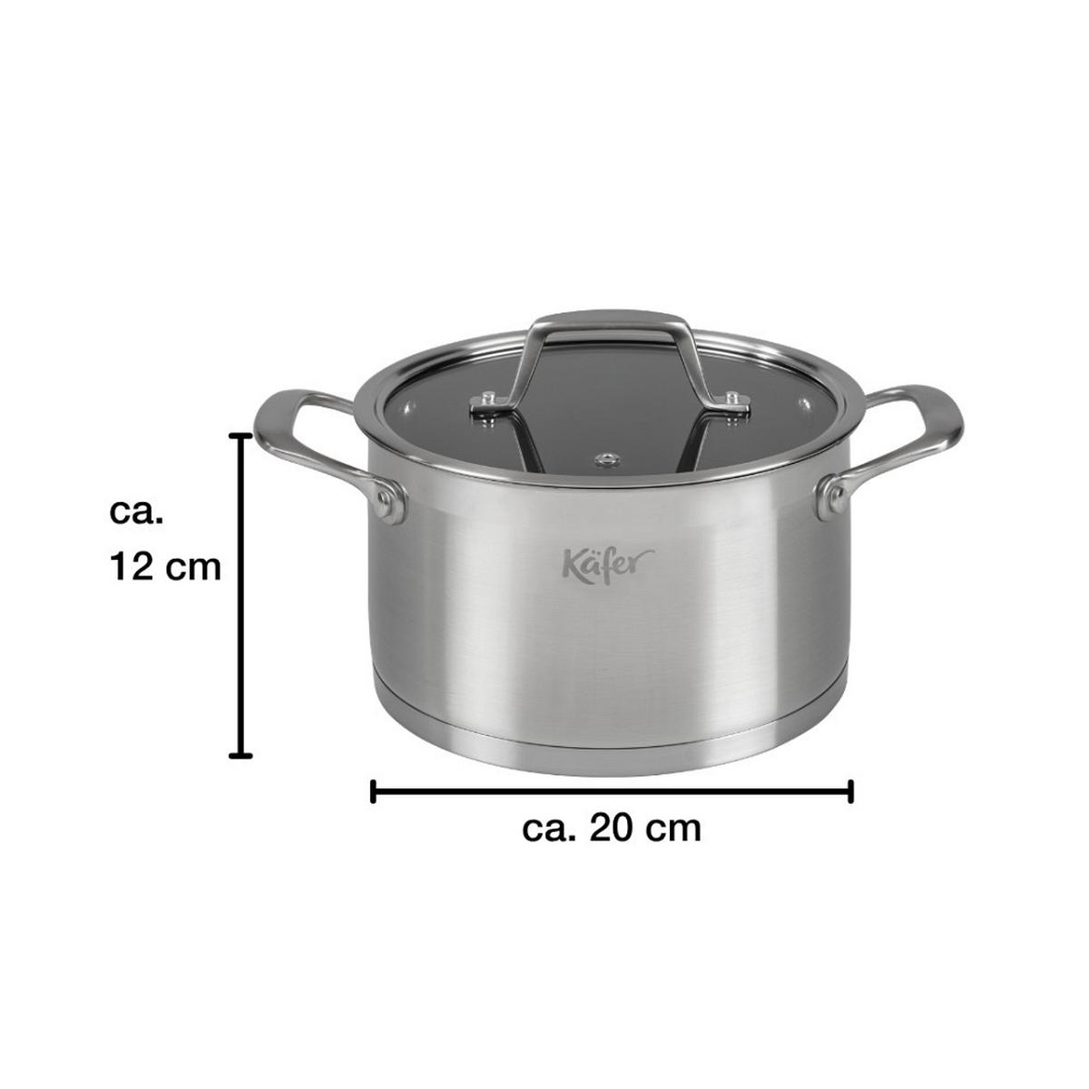 KOCHTOPF 4484-KA - Edelstahlfarben, Basics, Glas/Metall (20cm) - Käfer