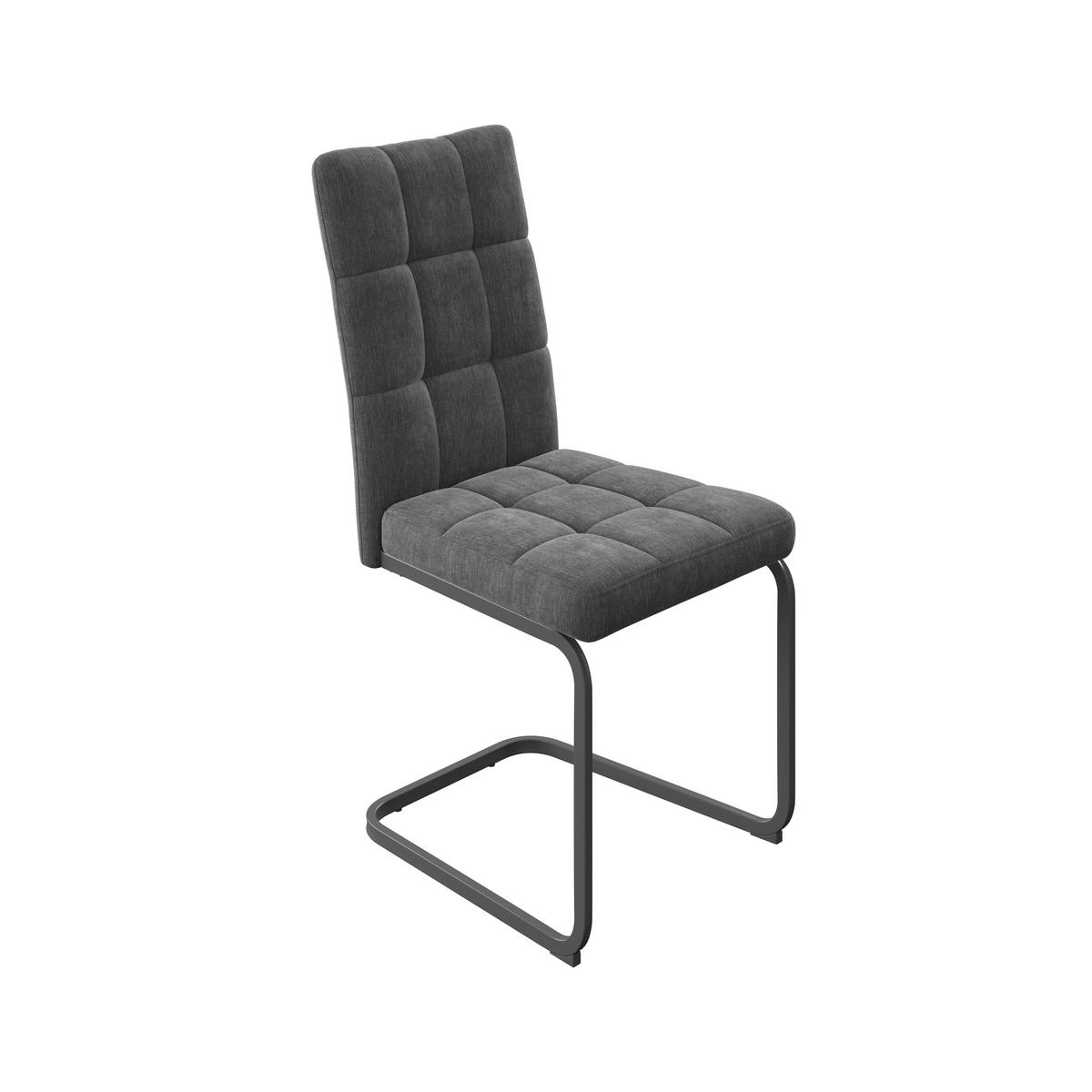 Esszimmerstuhl Laslo Dunkelgrau - Dunkelgrau/Schwarz, MODERN, Textil/Metall (43/92/56cm) - MID.YOU