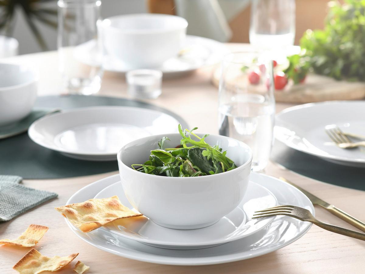 Tafelservice Porzellan, Weiß, 18-Teilig - Weiß, Basics, Keramik - Creatable