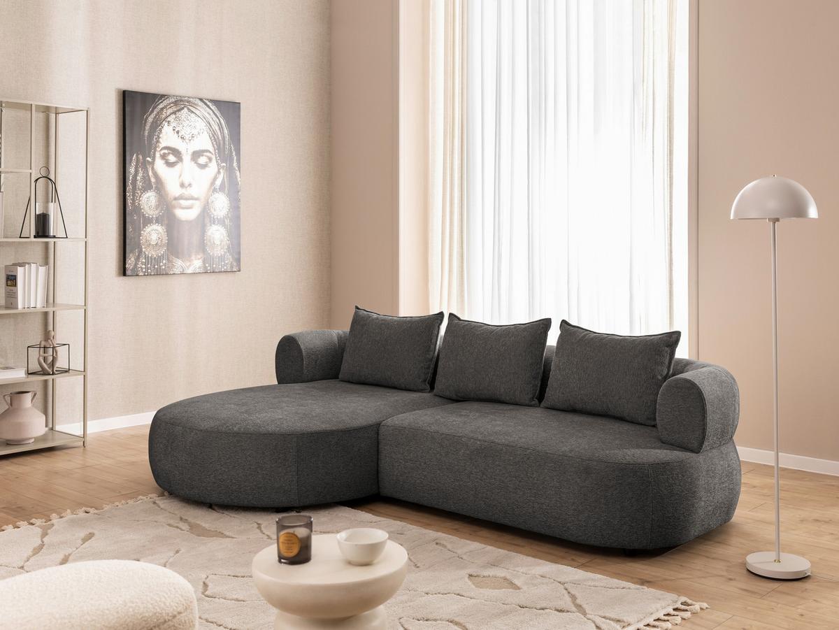 Ecksofa Ferro Anthrazit S: 156x256 cm - Anthrazit/Schwarz, Design, Textil (156/256cm) - Livetastic