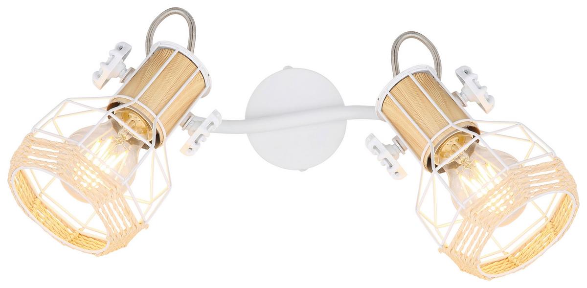 Strahler Bana 2-Flammig verstellbar L: 29,6 cm - Naturfarben/Weiß, Basics, Metall (29,6/23/19cm) - Globo