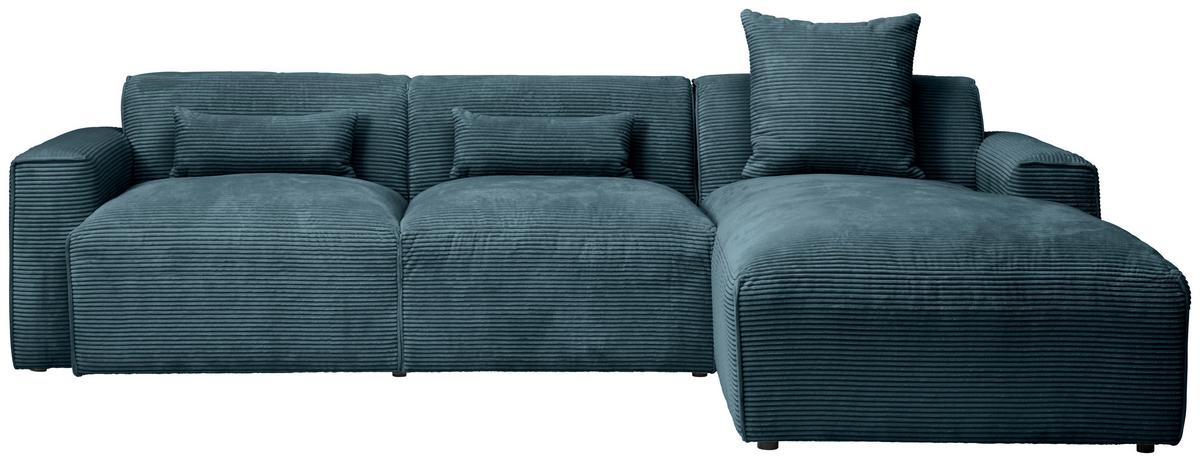 Ecksofa Pearl - Petrol/Schwarz, Design, Textil (303/196cm) - Livetastic