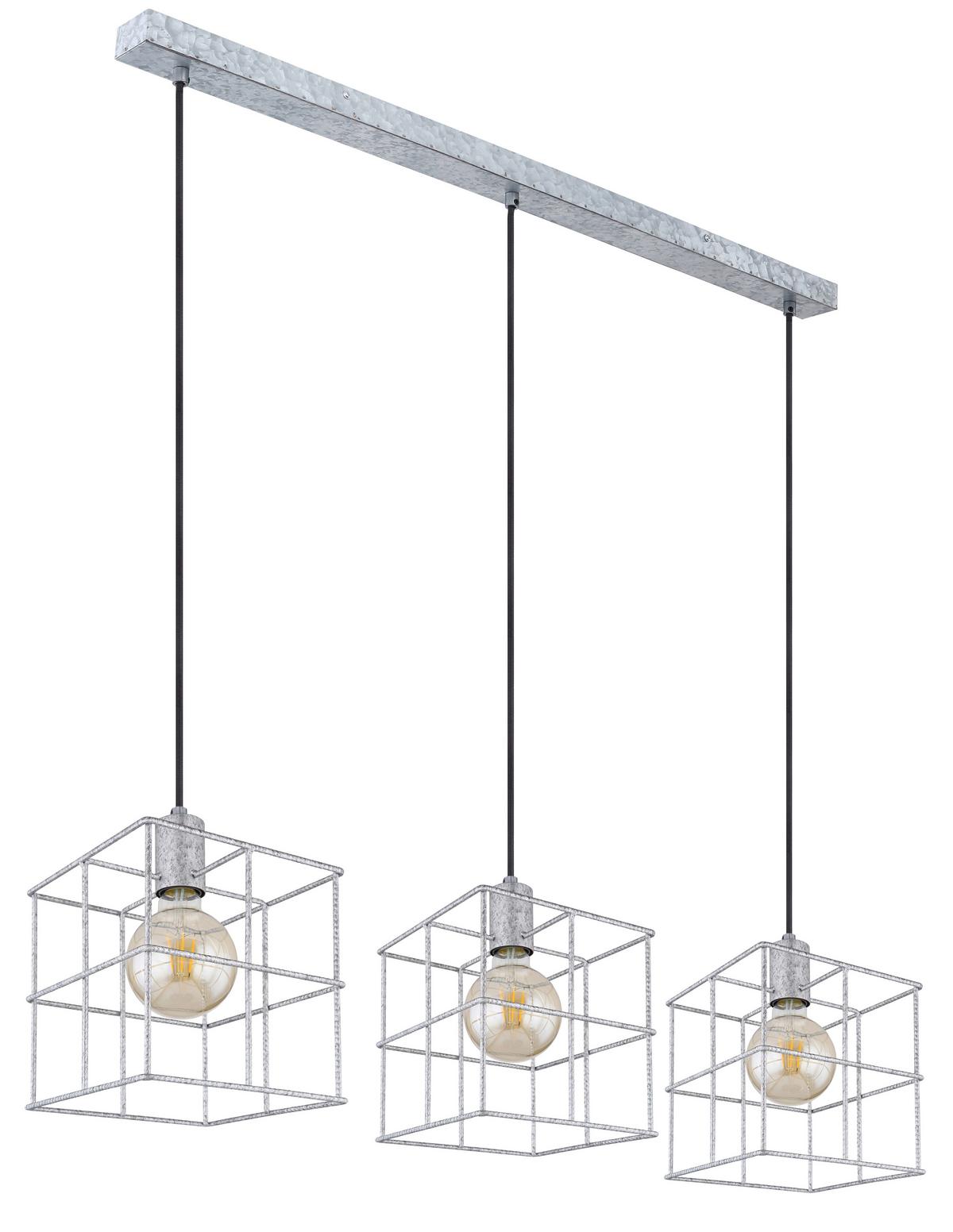 Hängeleuchte Merril H: 129 Cm 3-Flammig Zinkfarben - Zinkfarben, Design, Metall (95/20/129cm) - Globo