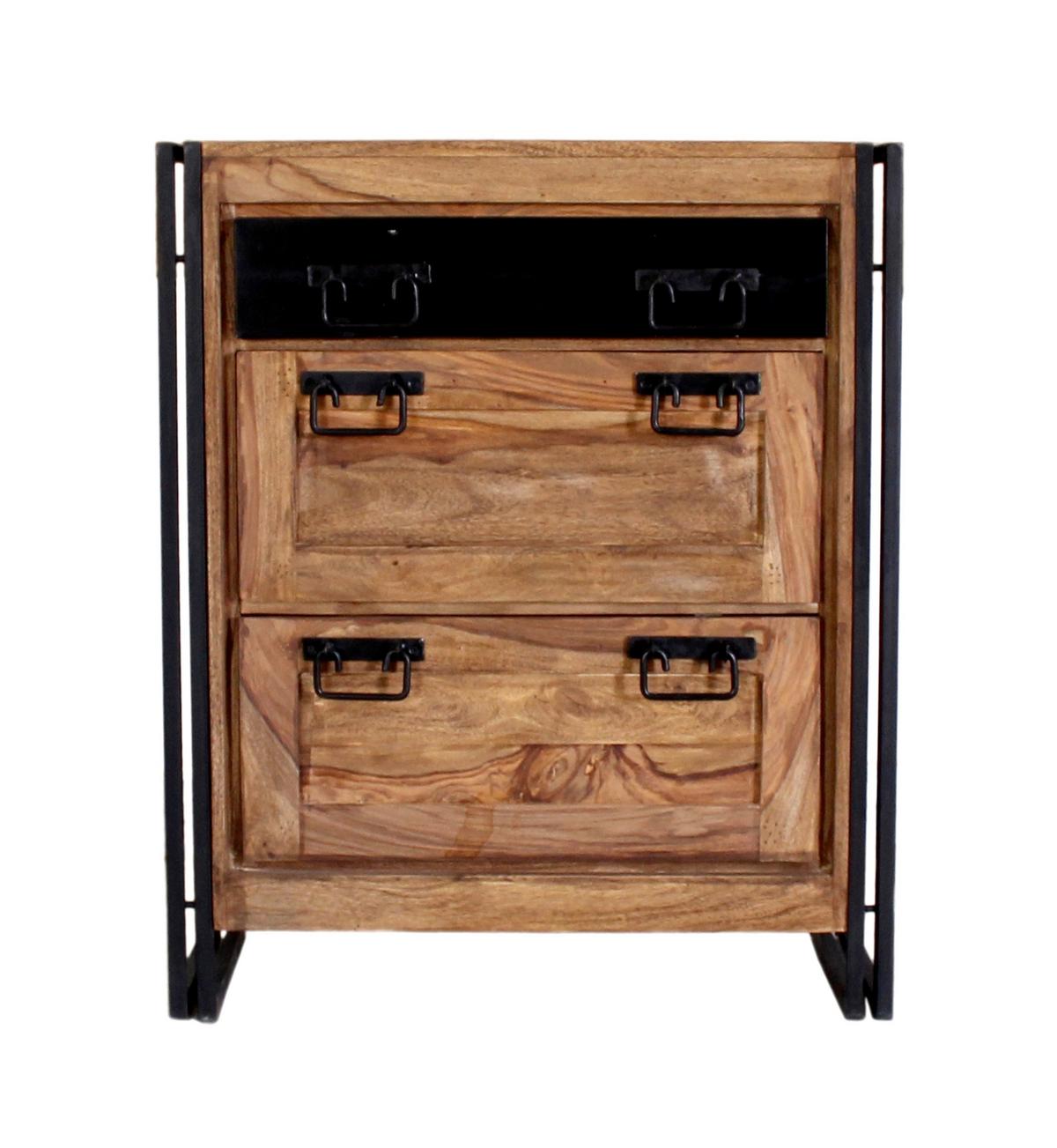 SCHUHSCHRANK Naturfarben/Schwarz B: 80cm - Schwarz/Naturfarben, Design, Holz/Metall (80/96/40cm) - MID.YOU