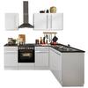 Eckküche Jazz 8 220 Weiß S: 220x175 cm - Weiß Hochglanz/Anthrazit, LIFESTYLE, Holzwerkstoff (220/175cm) - MID.YOU