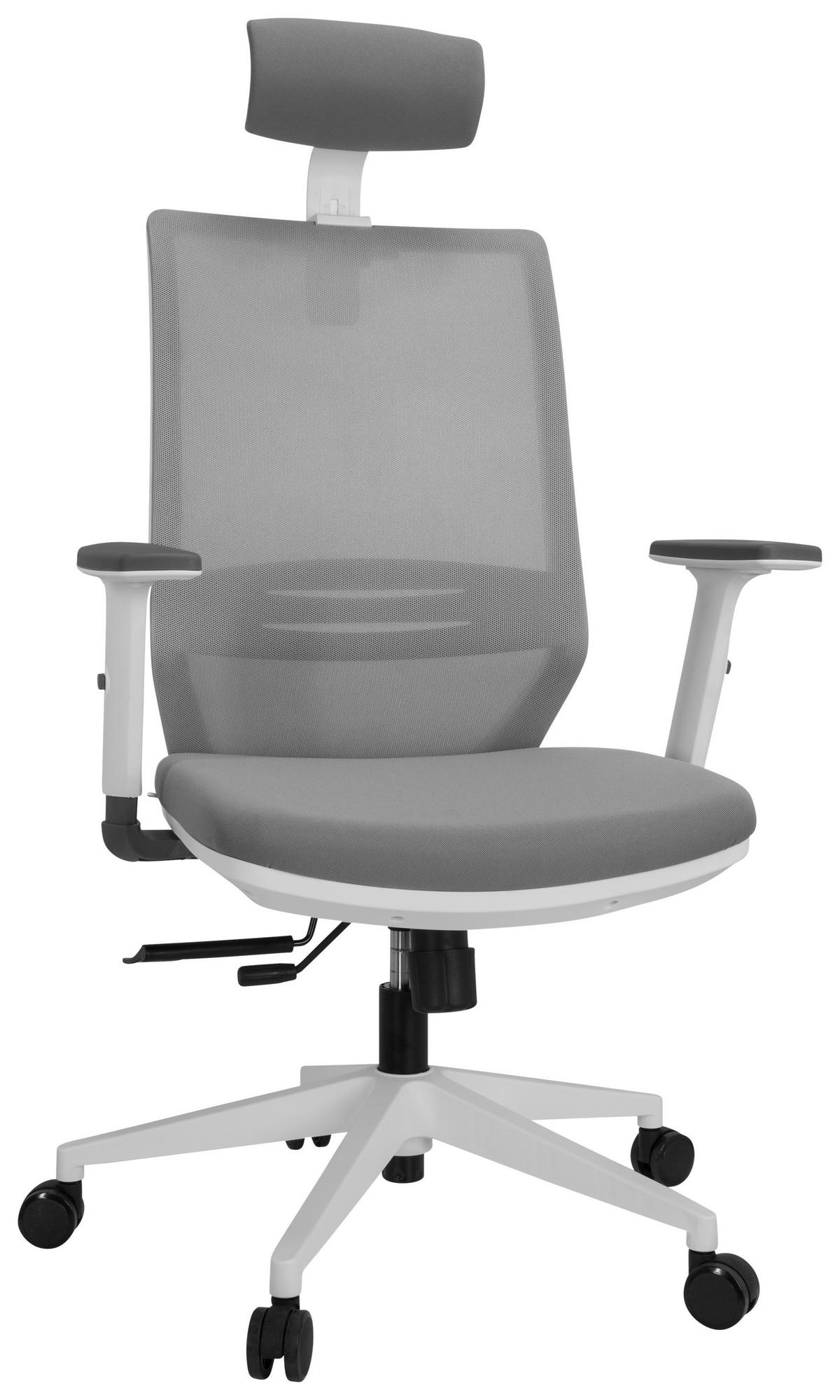 Bürostuhl Profondo Pro Grau/weiß Bis 120 Kg - Weiß/Grau, Basics, Kunststoff/Textil (70/117/62cm) - MID.YOU