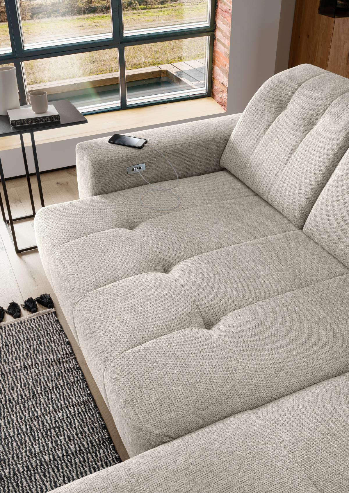 Ecksofa Sano, Beige S: 258x180 cm - Beige/Schwarz, MODERN, Textil (258/180cm) - Livetastic