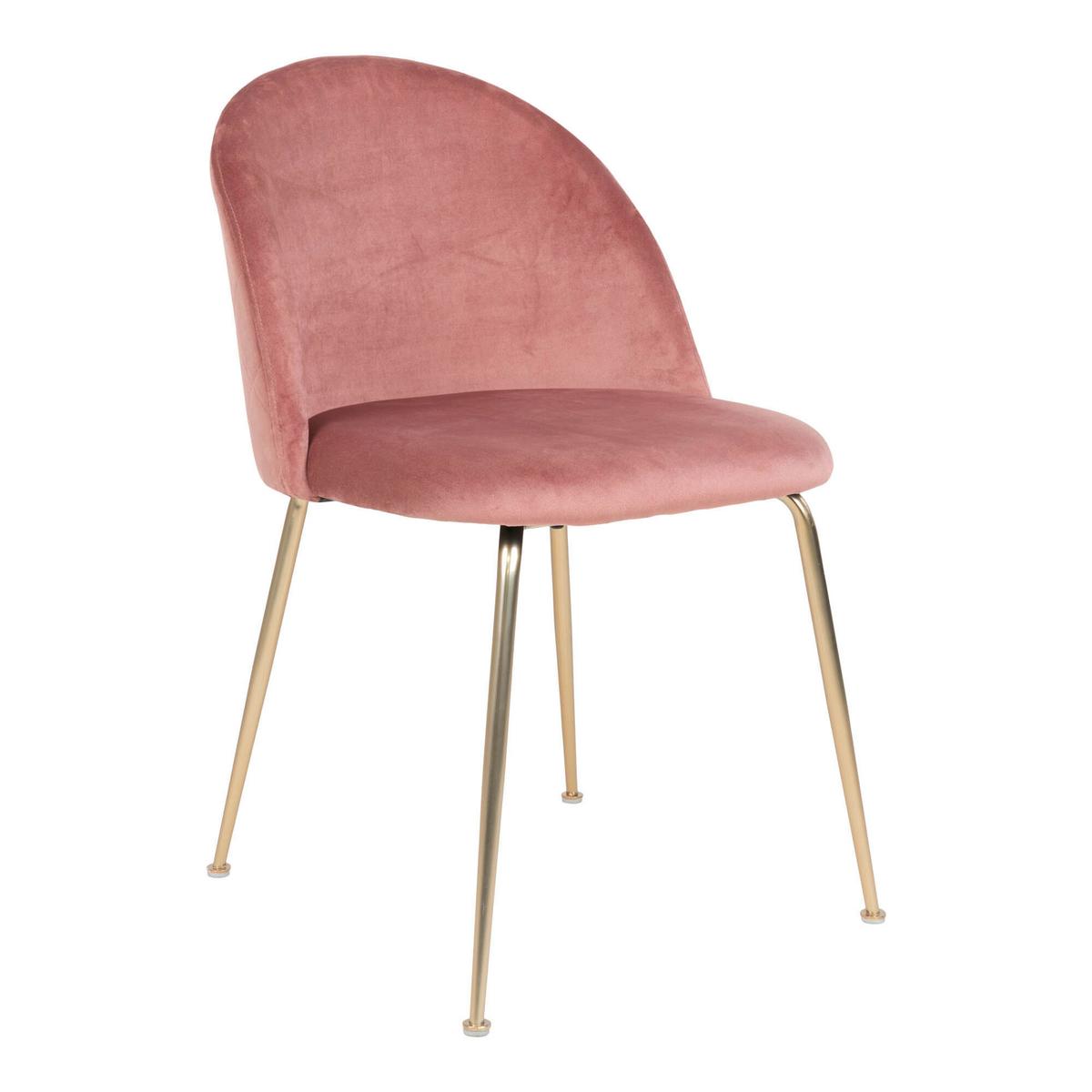 Stuhl-Set Geneve Rosa B: 51 cm - Messingfarben/Rosa, MODERN, Textil/Metall (51/78/56cm) - MID.YOU