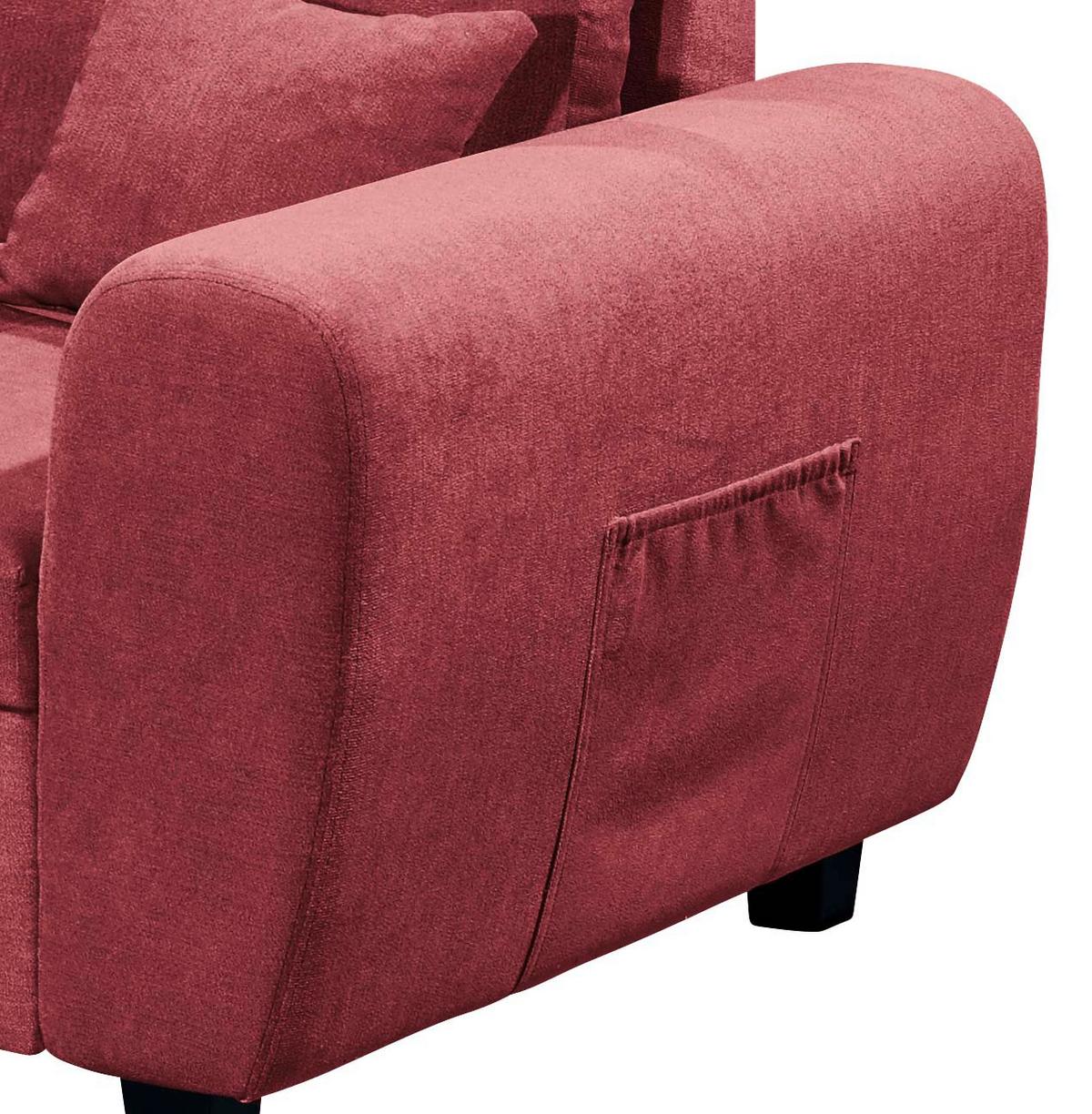 Ecksofa mit Schlaffunktion + Kissen Lea, Polyester-Nylon - Beere/Schwarz, Basics, Holzwerkstoff/Textil (176/248cm) - MID.YOU
