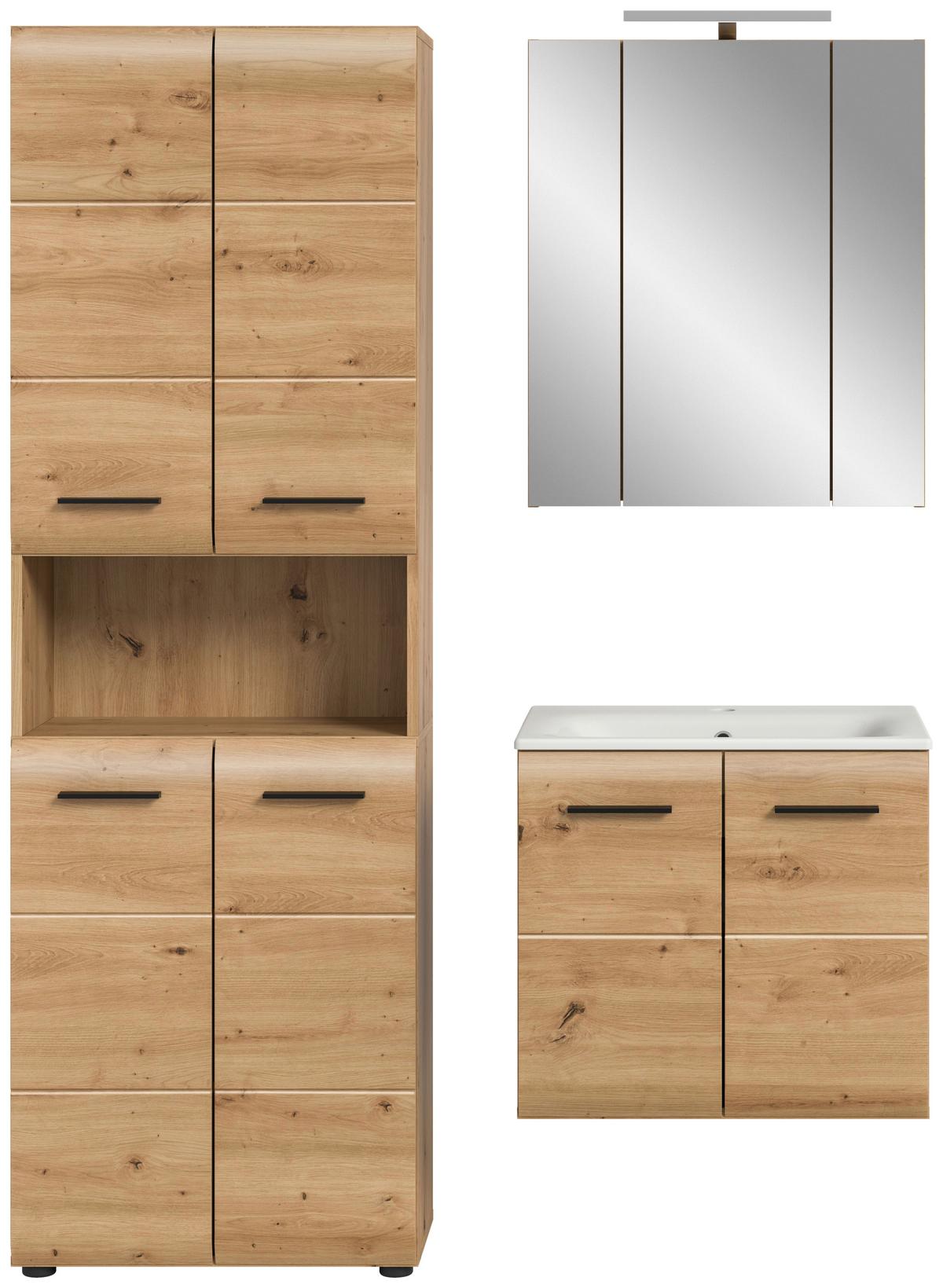 Badezimmer Ice Eiche Artisan Dekor B: 120cm - Schwarz/Eiche Artisan, Basics, Keramik/Holzwerkstoff (120cm) - MID.YOU