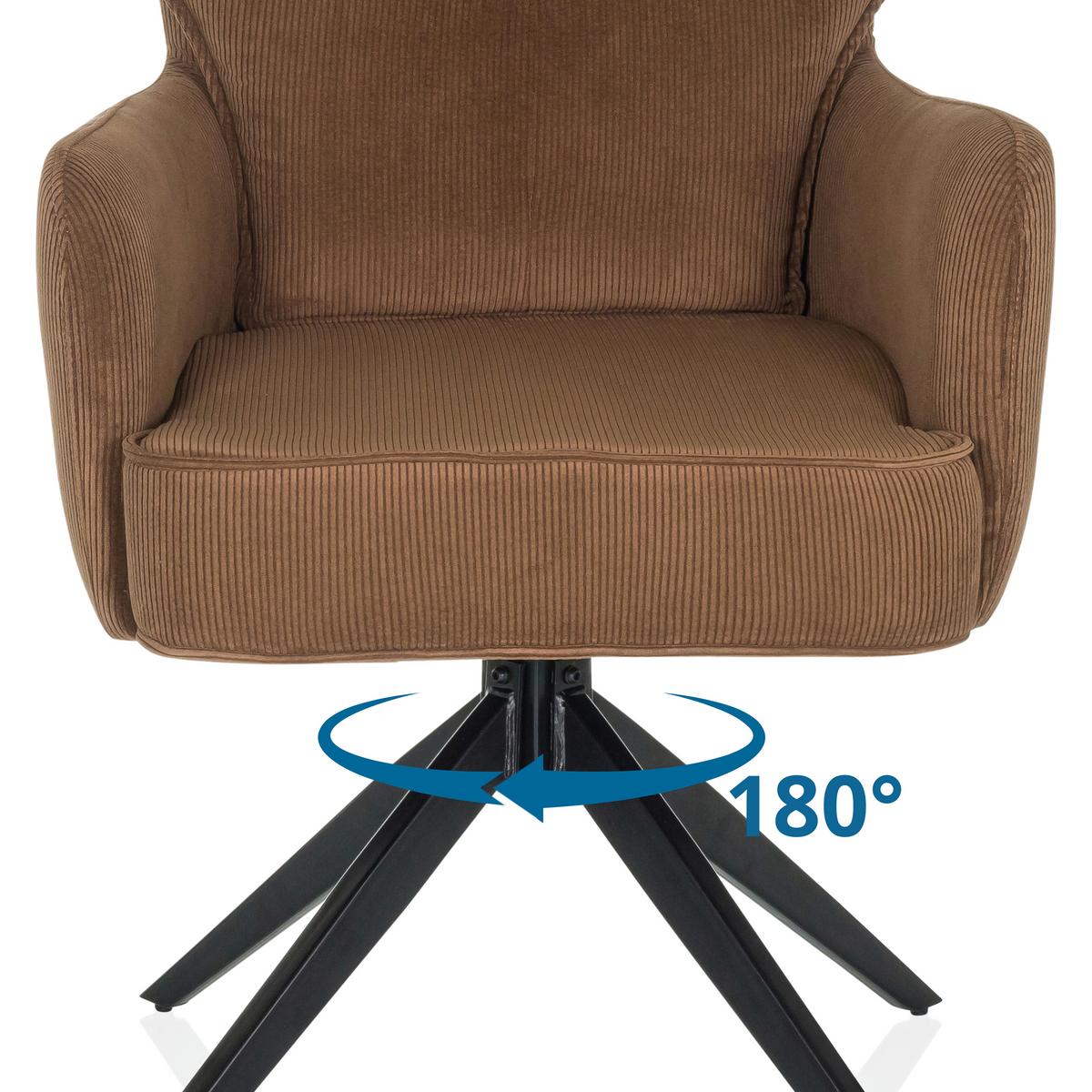 Armlehnstuhl Tarugo Braun B: 58 Cm - Schwarz/Braun, MODERN, Textil/Metall (58/94/60cm) - MID.YOU