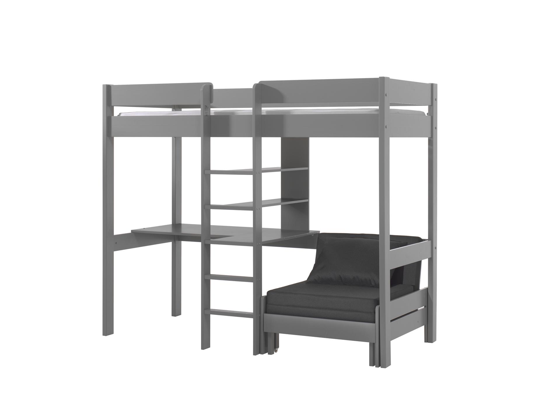 Vyvýšená posteľ Pino so stolom, sivá, 90 cm, 200 cm