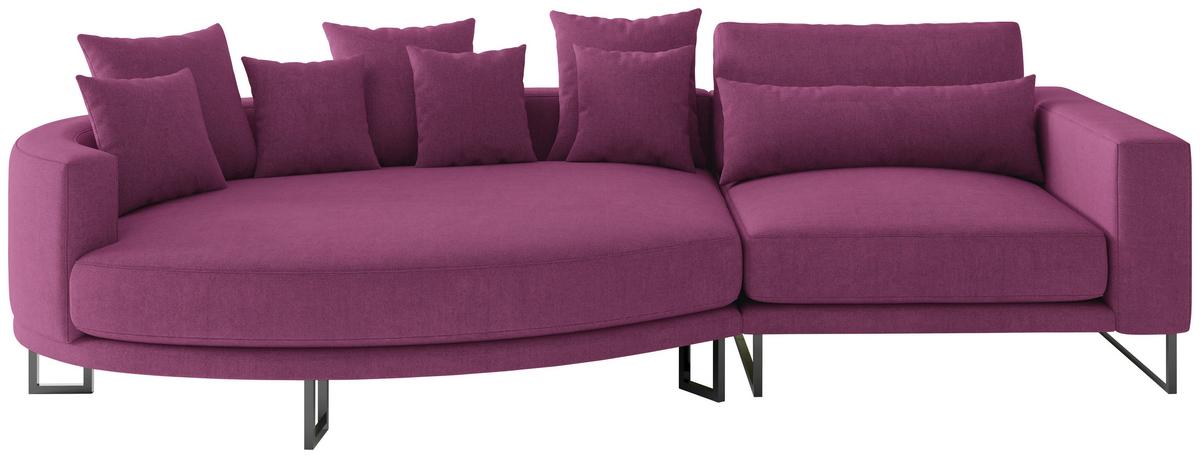 Bigsofa Natalia Magenta S: 150x283 Cm - Magenta/Schwarz, Design, Textil (150/283cm) - Livetastic