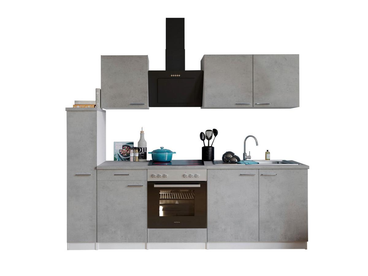 Küchenblock Malia B: 240 cm Grau, mit Geräte - Weiß/Grau, Basics, Holzwerkstoff (240cm) - Respekta