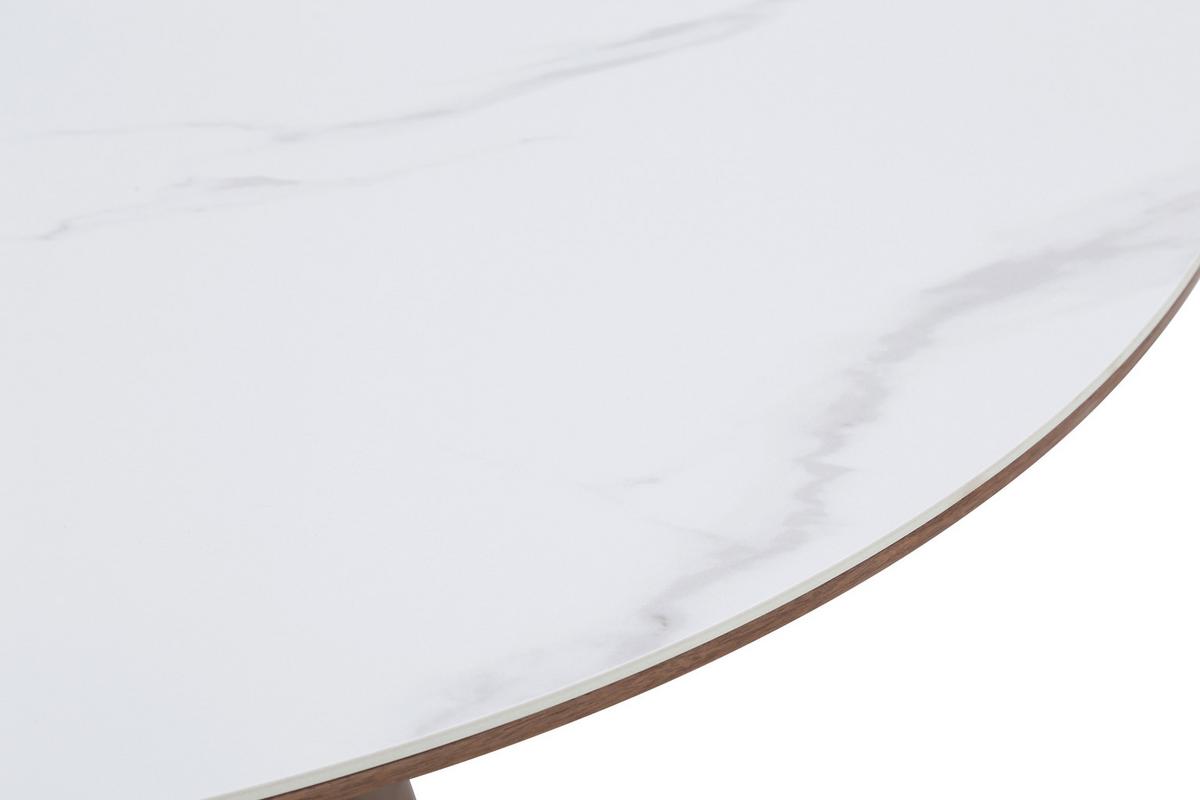 Esstisch Aiden Keramikplatte Weiß, B: 120 - Walnussfarben/Weiß, MODERN, Holz/Keramik (120/120/75cm) - MID.YOU