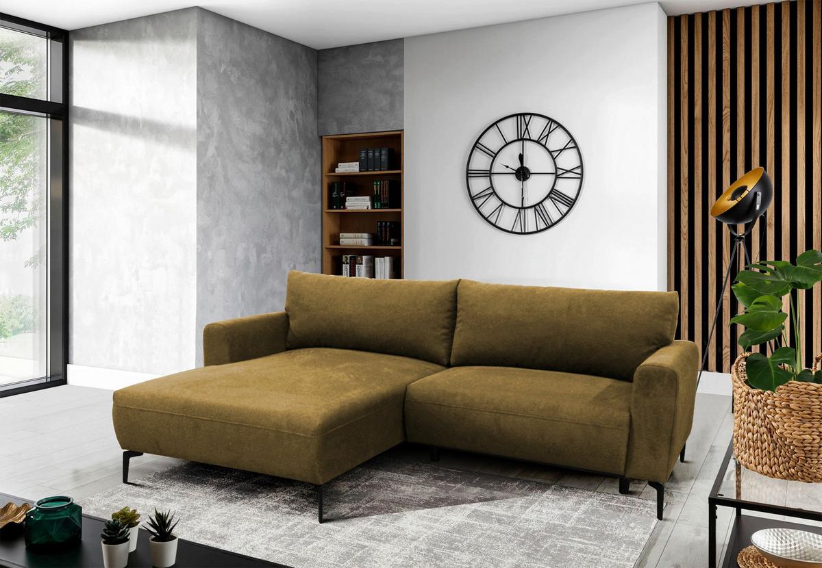 Ecksofa Prince Gelb S: 163x240 cm - Gelb/Schwarz, Design, Textil (163/240cm) - MID.YOU