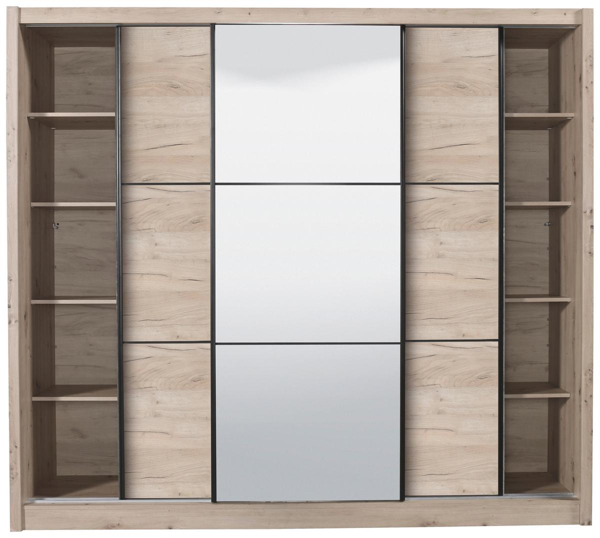 Tolóajtós Szekrény Navara 242/215,5 Cm - tölgyfa, Basics (242/215,5/60,5cm)