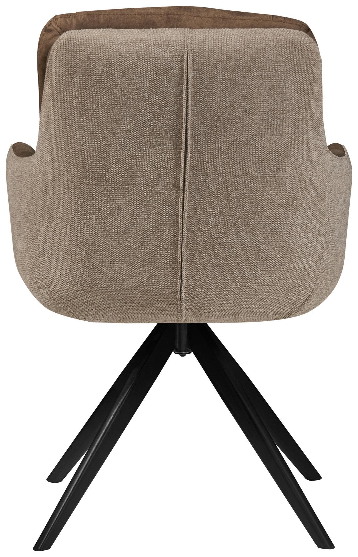 Armlehnstuhl Dian 125 - Schwarz/Braun, MODERN, Textil/Metall (57/87/64,5cm) - Kayoom