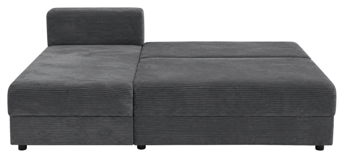 Ecksofa mit Bettfunktion Lima, Dunkelgrau, 195x140cm - Dunkelgrau/Schwarz, Trend, Holz/Kunststoff (195/140cm)