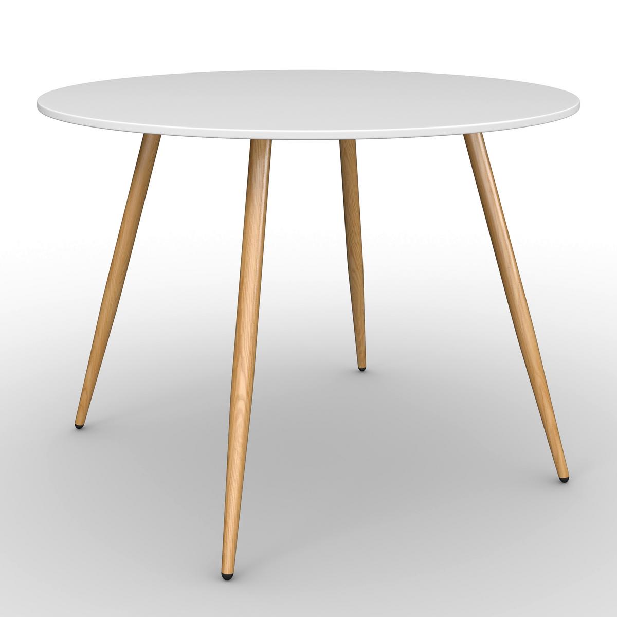 Jedálenský stôl JOHN 90 - biela/farba duba, Modern, kov/kompozitné drevo (90/75cm) - Bessagi Home