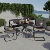Gartentisch Marbella - Schwarz, MODERN, Kunststoff/Metall (113/74cm) - Beldano