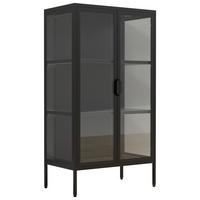 Vitrine Flako Schwarz B: 60 cm - Transparent/Schwarz, Design, Glas/Metall (60/110/35cm) - MID.YOU