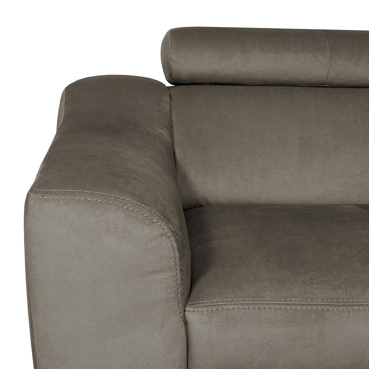 Ecksofa Aspen Mit Bettkasten Webstoff Graubraun 245x208 Cm - Graubraun/Buchefarben, Design, Textil (245/208cm) - Livetastic