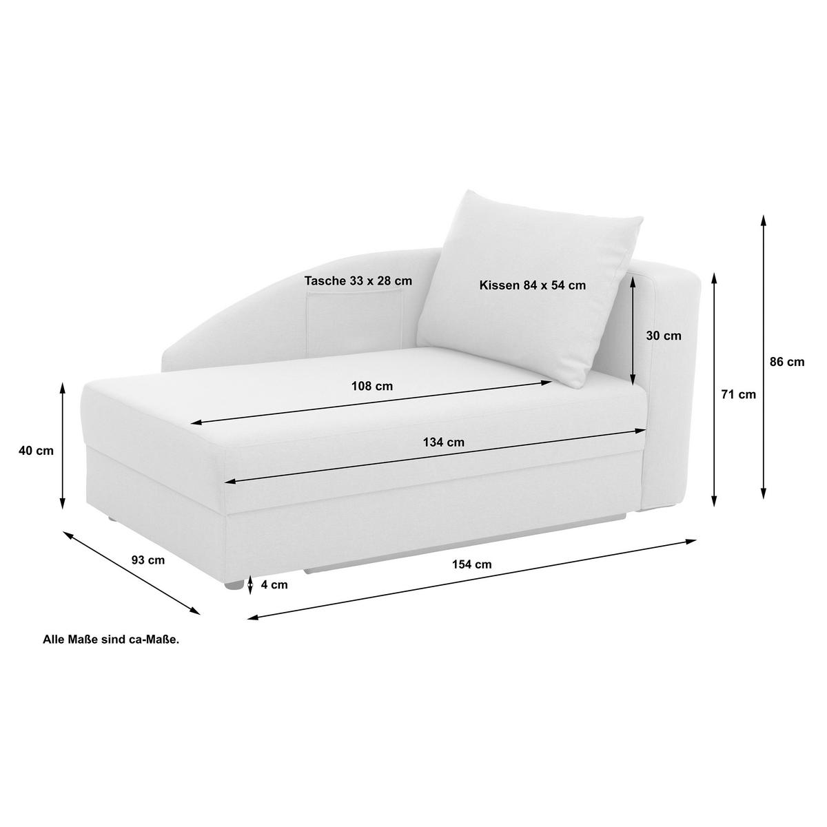 Recamiere Tobi L: 154cm Links Hellgrau mit Bettkasten - Hellgrau, Design, Textil (154/86/93cm) - Max Winzer