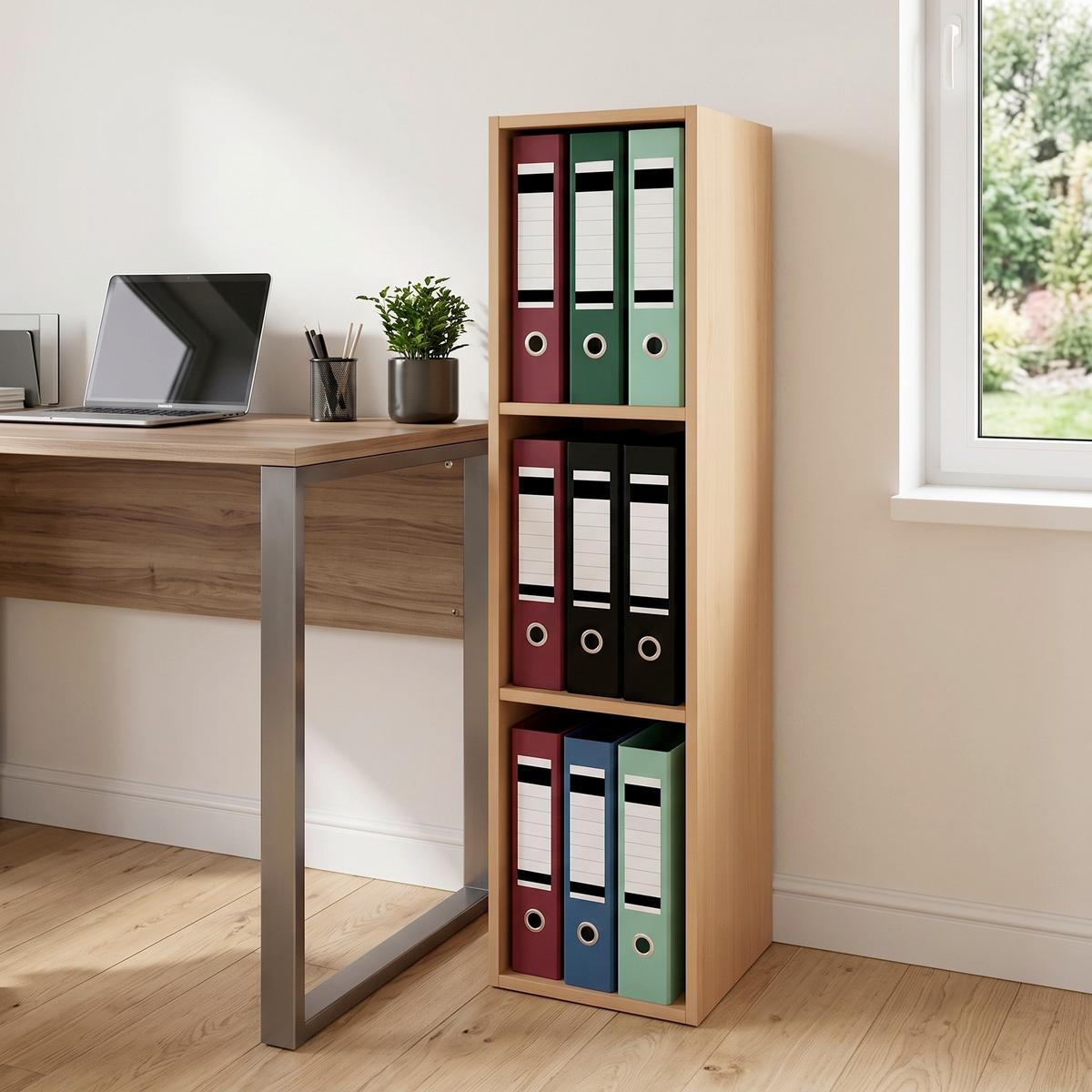 Regál na šanóny Offas buk - farba buka, Design, kompozitné drevo (34/107/29cm) - MID.YOU