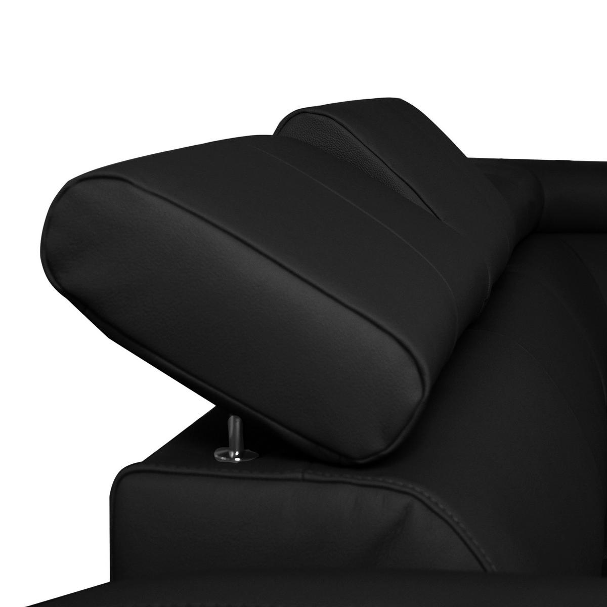 Ecksofa Aspen Mit Bettkasten Lederlook Schwarz 242x176 Cm - Chromfarben/Schwarz, Design, Leder/Textil (242/176cm) - Livetastic