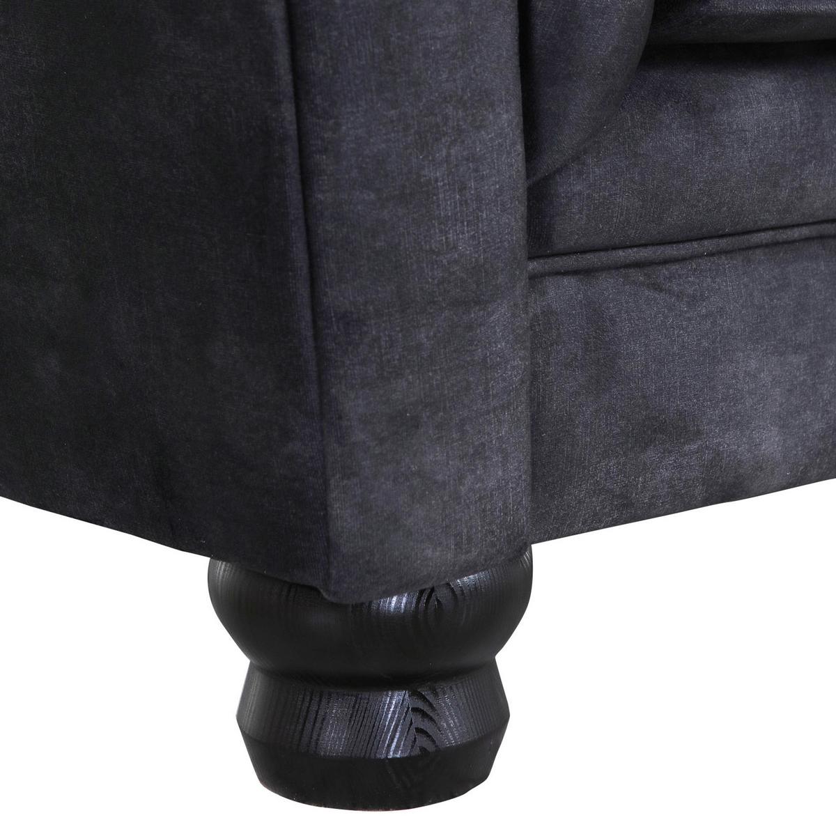 Chesterfield-sofa Slopes Anthrazit 3-Sitzer B: 203 Cm - Anthrazit/Schwarz, KONVENTIONELL, Textil (203/79/93cm) - Livetastic