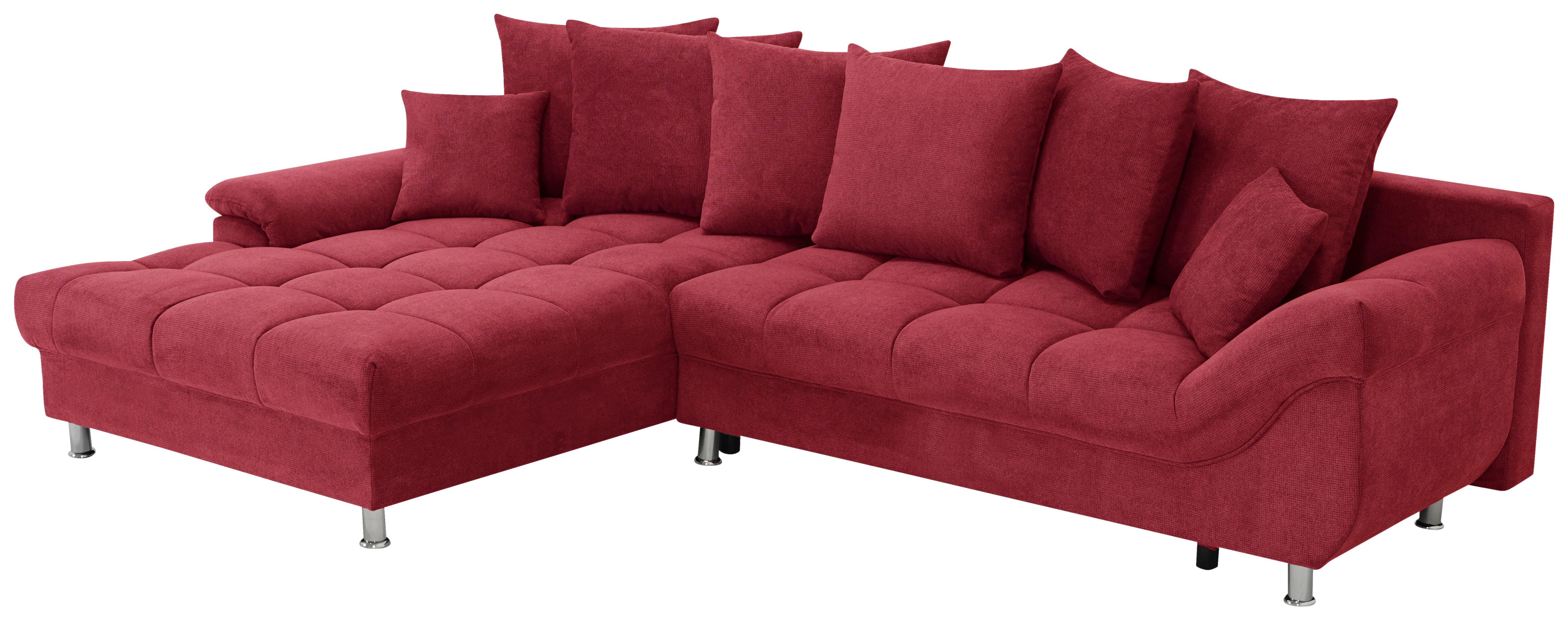 Ecksofa Erice Rot S: 198x312 cm - Chromfarben/Rot, Design, Textil (198/312cm) - Livetastic